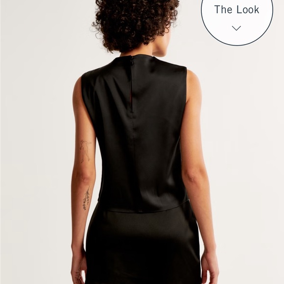 XXS Abercrombie black satin tank top - Picture 4 of 6